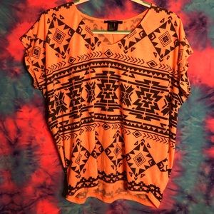 🦋Orange & black patterned shirt